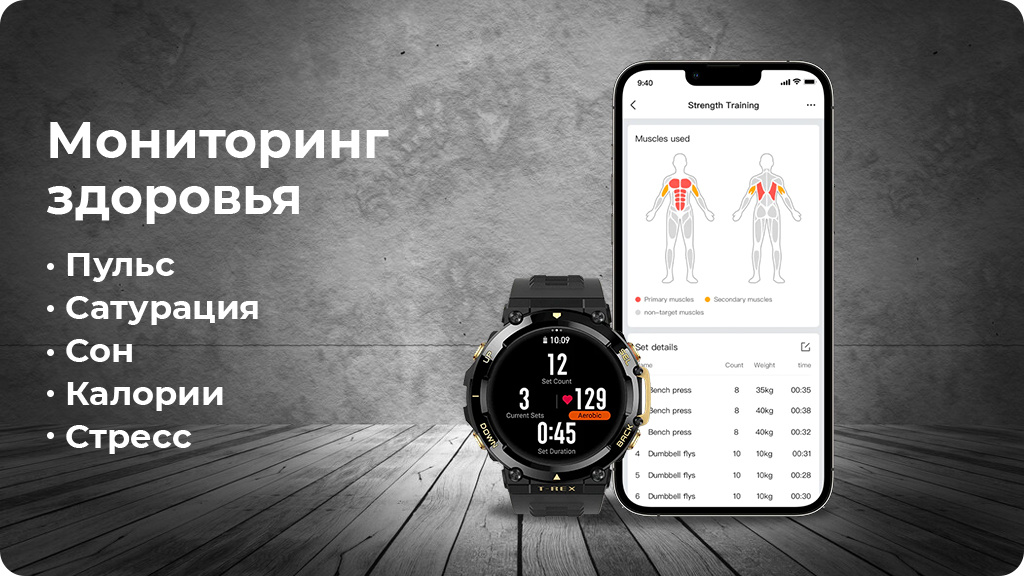 Умные часы Xiaomi Amazfit T-REX 2 Черный